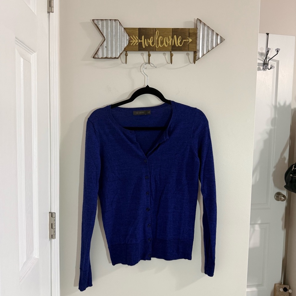 The Limited Wool Blend Women's Royal Blue Button-Up Cardigan Size Medium